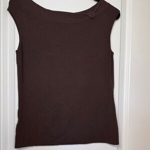 LOFT Brown Sleeveless Boatneck Tank